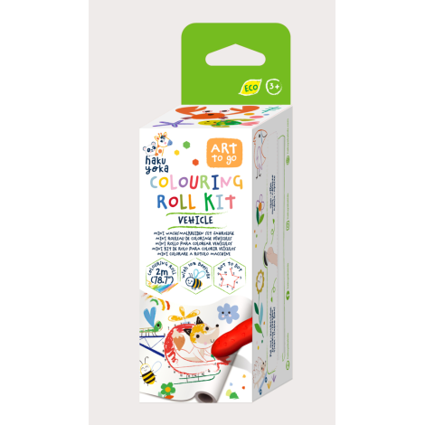 Kit rola de desenat Uneste punctele - 2 m, include 4 creioane colorate cerate, Vehicule - Haku Yoka - imagine 11